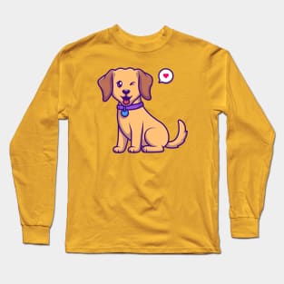 Cute Dog Sitting Cartoon Long Sleeve T-Shirt